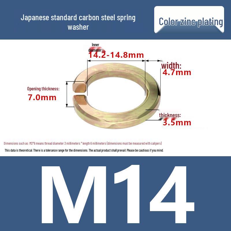Level 8 Blackened Stainless Steel Anti-Slip Spring Washer, Japanese Standard, Sizes M6, M8, M10, M20.