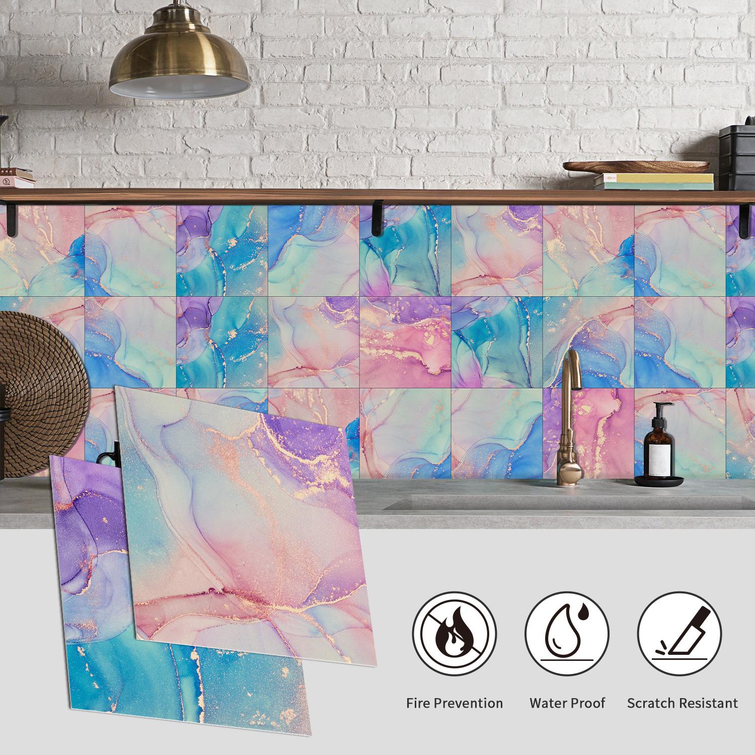 

Самоклеюча наклейка на стіну Кухня Ванна кімната Водонепроникна та маслостійка Кристалічна плитка Наклейка Мармуровий візерунок Домашній декор Шпалери 30CMx30CMx8PCS