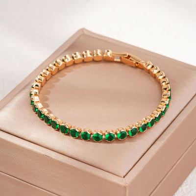 Mary Kashi Fashion Jewelry - Multi-sku Crystal Bracelet, Electroplated Aaa Cubic Zirconia Bracelet, Diamond-accented 4mm