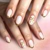 French Elegant Gold-Edged 3D Bow Short Press-On Nails - 24 Pieces