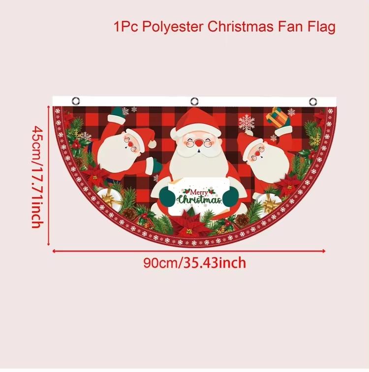 Christmas Fan-shaped Flag Banner Christmas Decor for Home 2026 Christmas Ornament Xmas Navidad Natal Noel Gifts New Year 2026