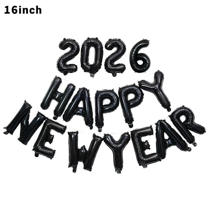 3 Sets 16 Inch Crown 2026 Number Aluminum Foil Balloon For Christmas New Year Decoration Festive Party Supplies Christmas Decor