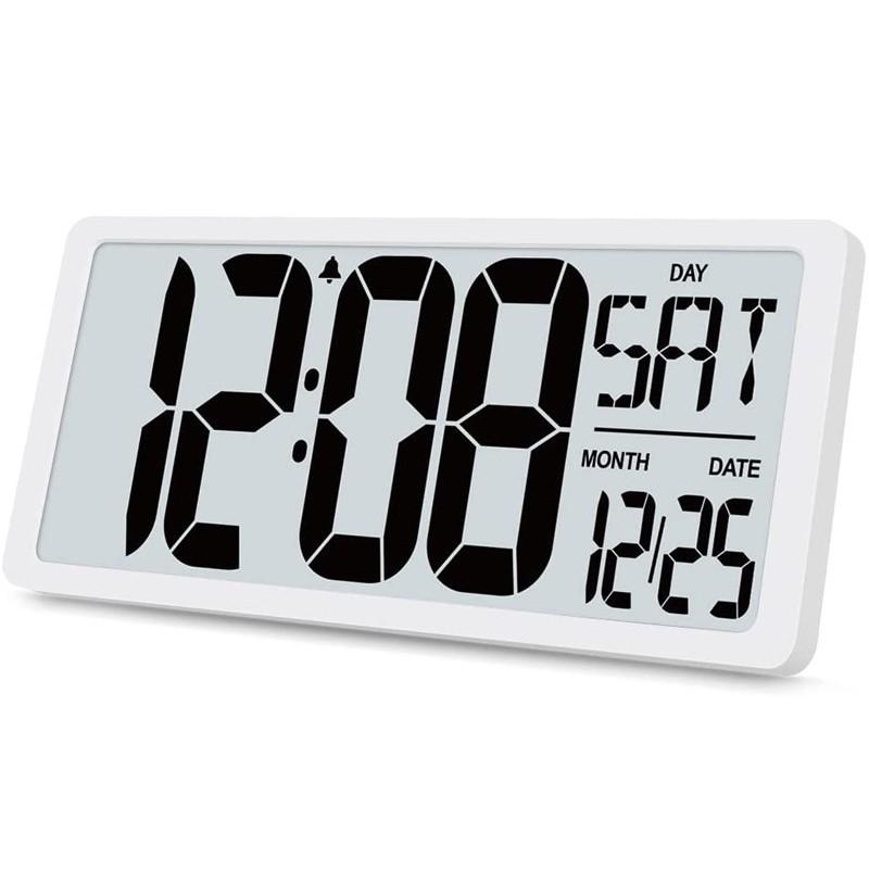 12/24H Desktop Day Electronic Alarm Clock Large Digital Wall Clock Battery Operated Alarm Clock Living Room Office Decor