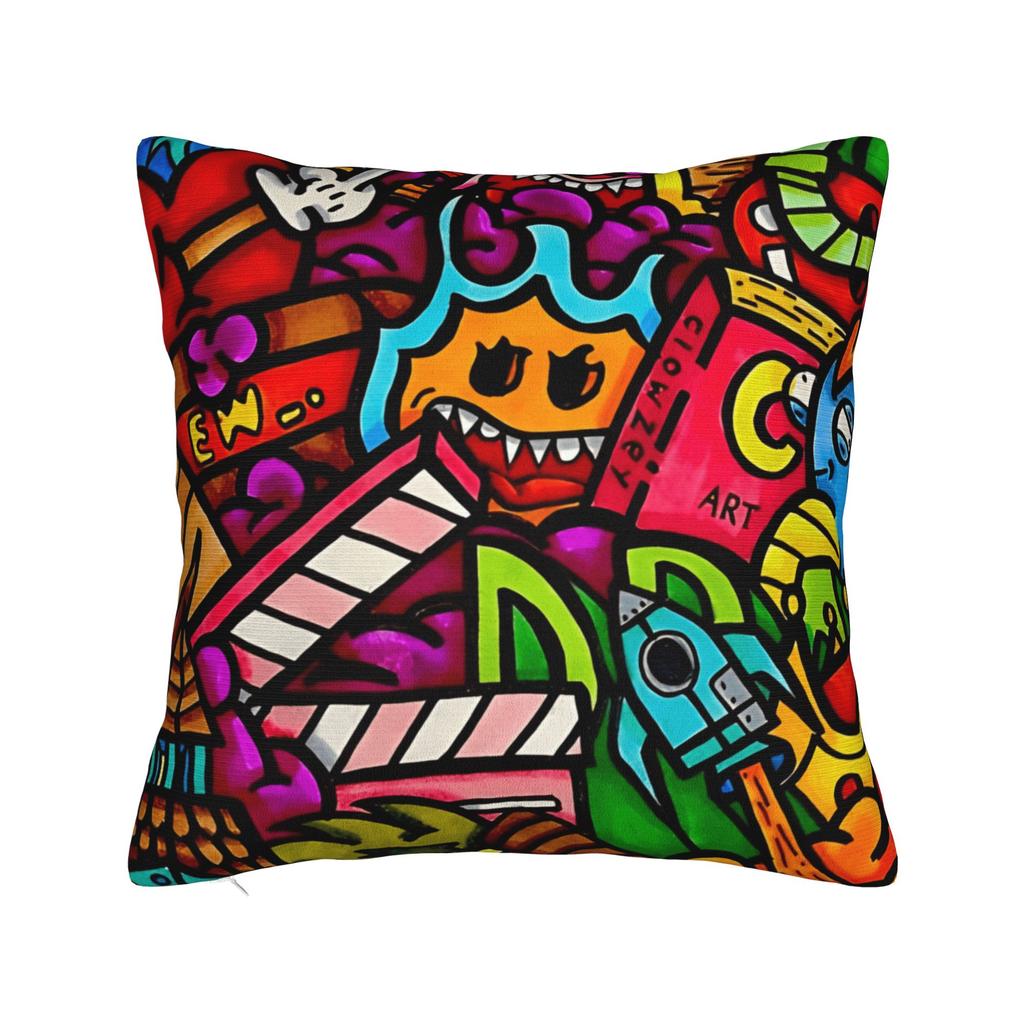 Pillow Cover Cartoon Cute Doodle Fashion Pillow Case For Sofa Couch Bed Living Room Pillowcases