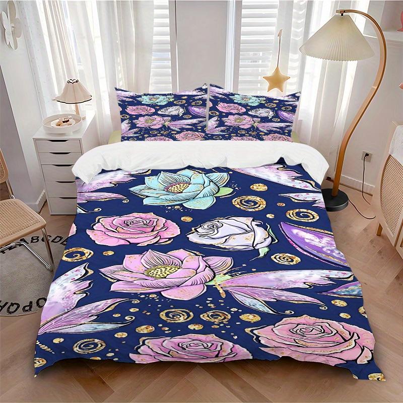 3pcs Floral Fantasy Bedding Cover Set, Fashion Classic Popular Print Bedding Set, Soft Comfortable, All - Season Use, For Bedroom, Guest Room108 135x200cm