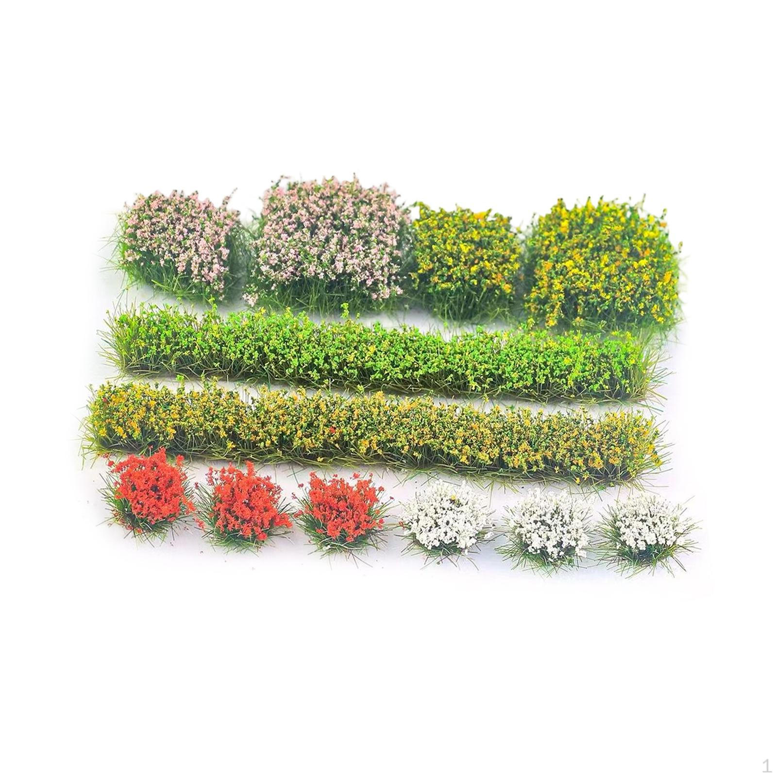 

12 Miniature Artificial Grass Tufts, Vegetation Groups, Flowers, Model Railroading Kit, Nylon Fiber Style A