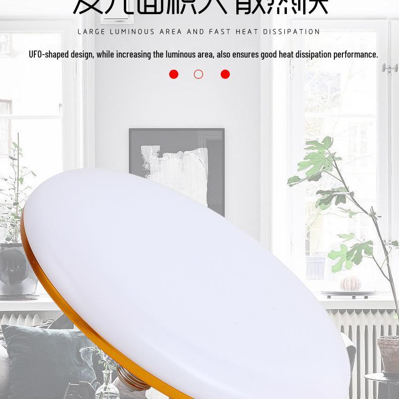 Goldene UFO LED Hochleistungs-Energiesparlampe, E27 Sockel, Weißes Licht