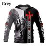 Felpe con Cappuccio da Cavaliere Stampate 3D per Uomo Grafica a Croce Pullover Primavera Autunno Top Casual con Cappuccio Felpe Oversize Maniche Lunghe