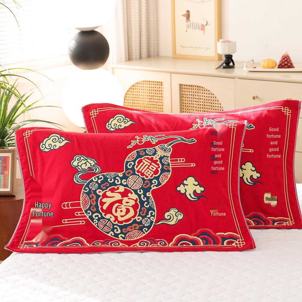 Par de Fronhas de Algodão Antiderrapantes - Design Festivo Vermelho, Absorventes de Suor, Anti-Queda, Frete Grátis