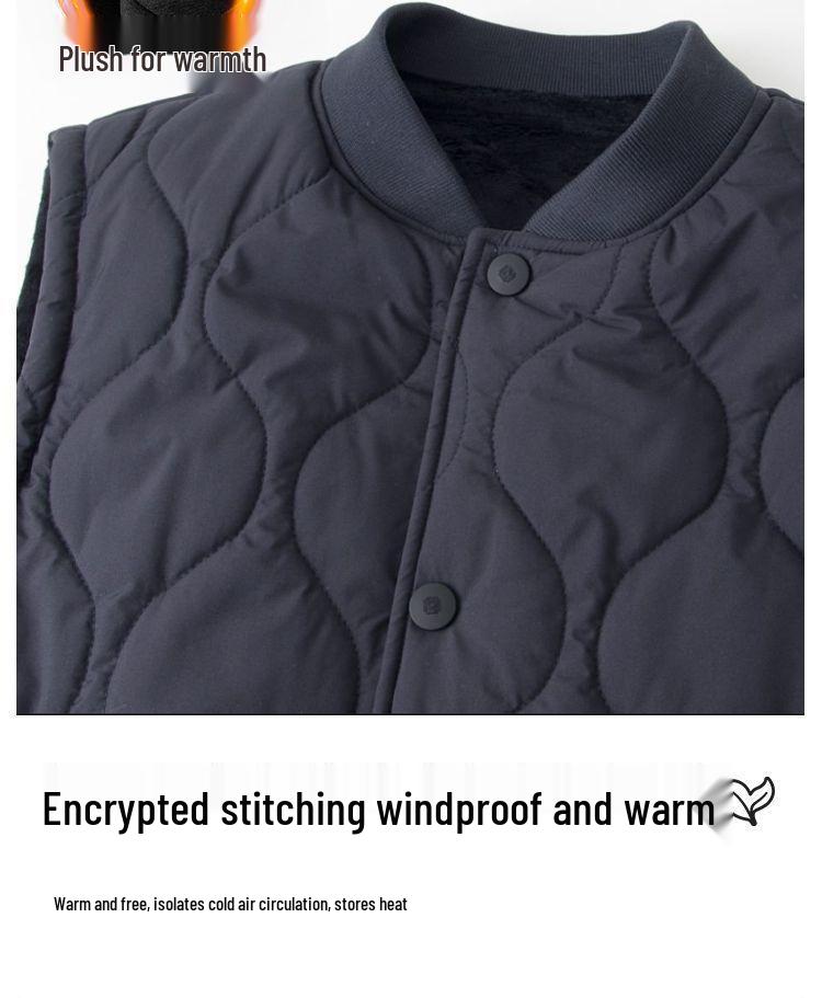 Men's Warm Lightweight Fall/Winter Plus Velvet Vest for Middle-aged and Elderly - Sleeveless Dad's/Grandpa's Jacket.