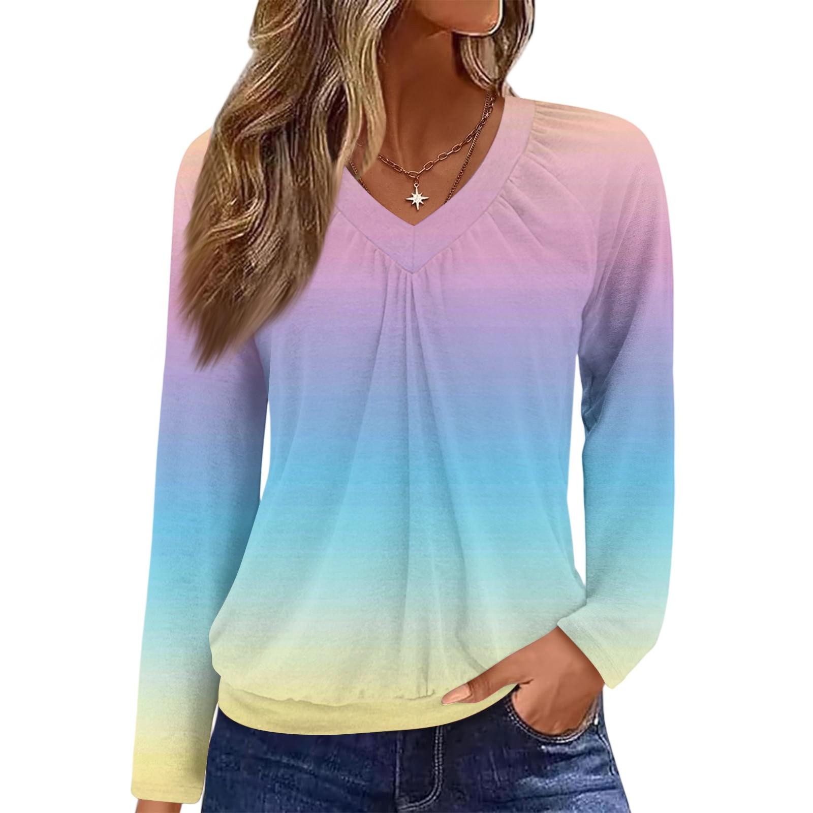 

Women s Casual Fashion V-Neck Raglan Pleated Solid Color Long Sleeve Top M