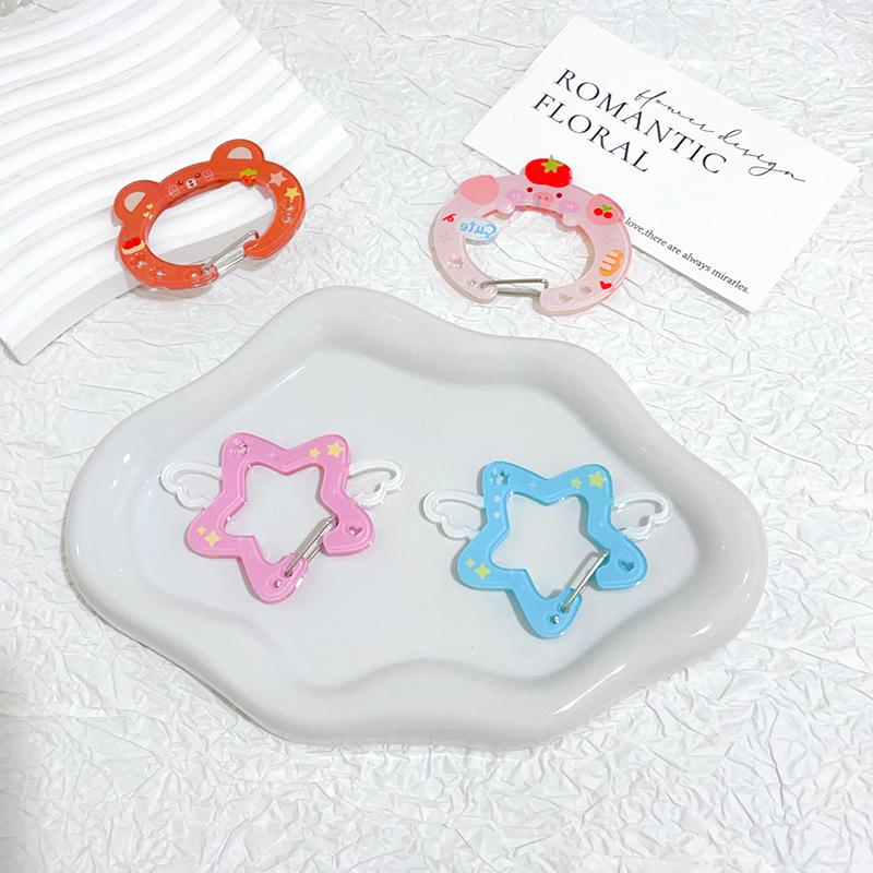 Kawaii Acrylic Irregular-Shaped Multi-Functional Carabiner Keychain – Japanese Cartoon Style Climbing Buckle