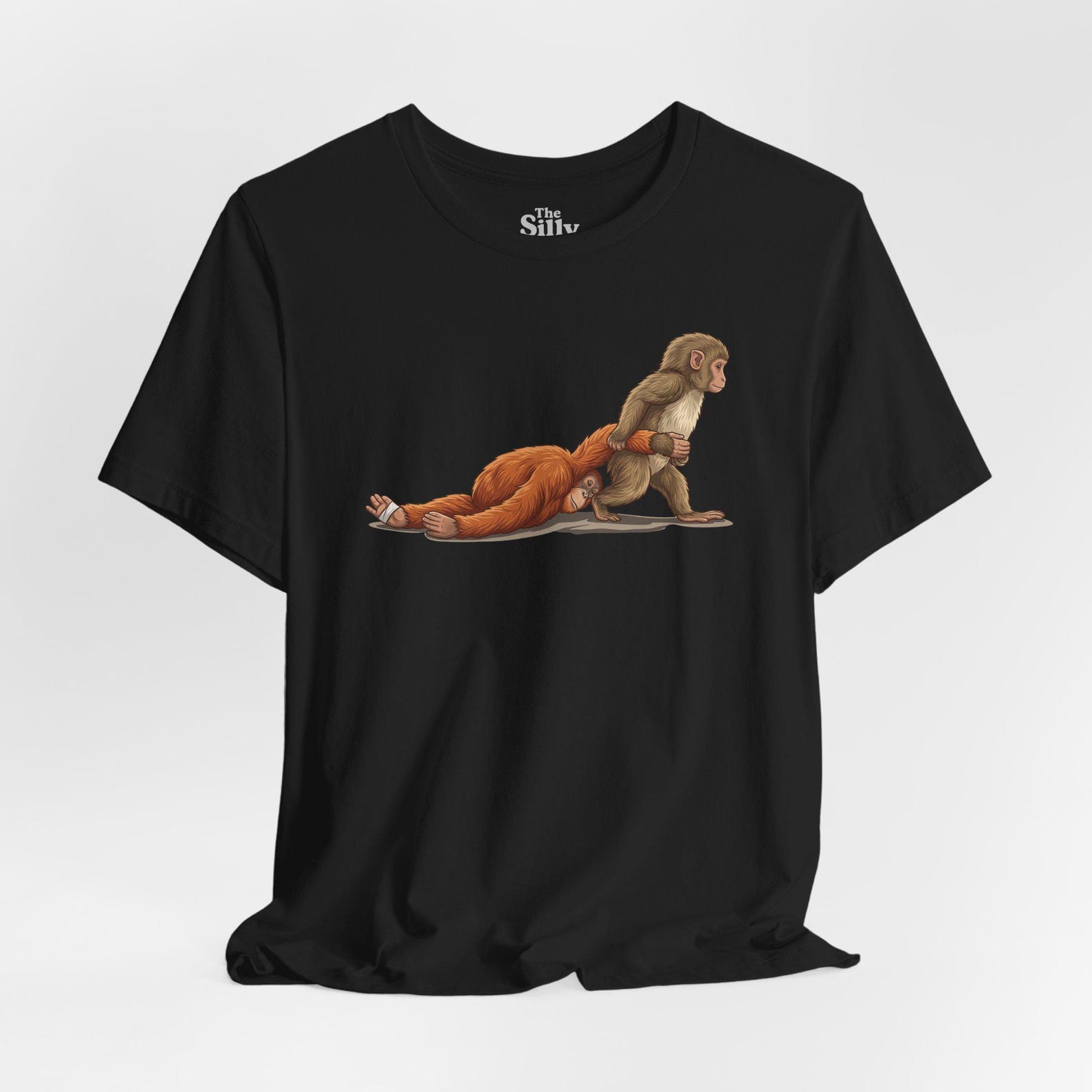 Monkey Prank Shirt, Funny Monkey Graphic Tee, Silly Primate Humor T Shirt, Weird Animal Gift, Black Tee M