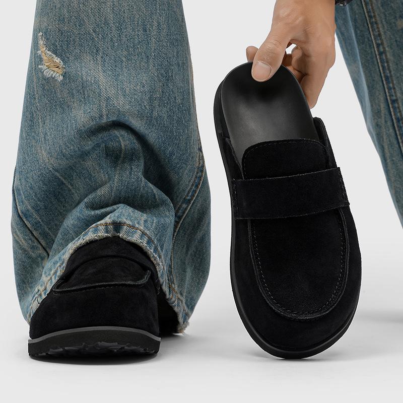2025 new anti-velvet thick-soled bag head half slippers men's outer slippers lazy casual shoes 55336-Z