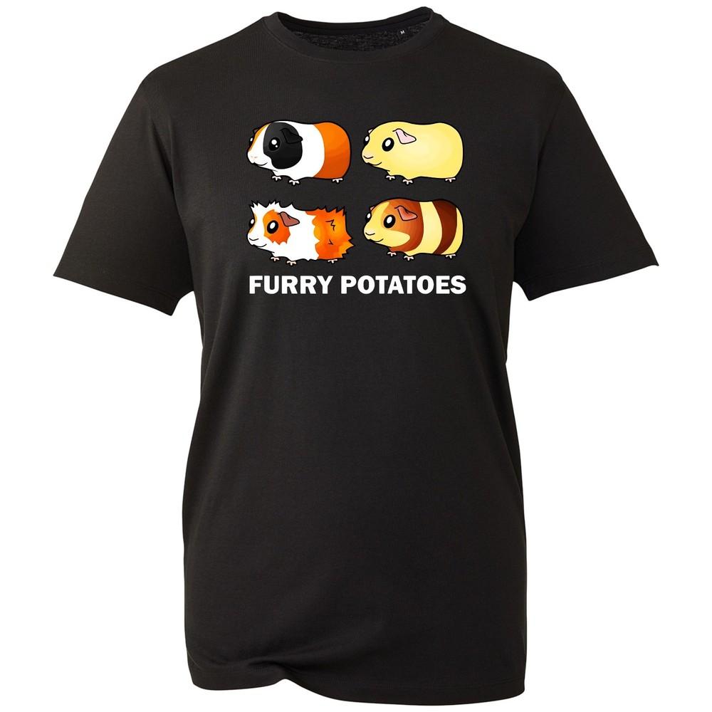 Furry Potatoes TShirt Unisexs White Cotton Guinea Pig Graphic Tee Funny Animal Top