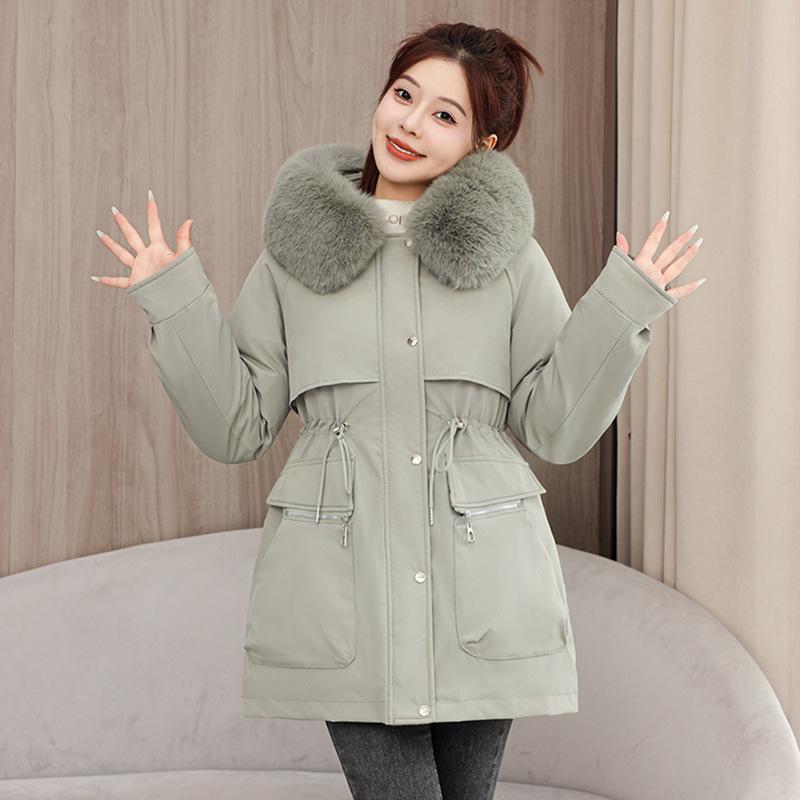 Winter new down cotton-padded clothes women's medium and long detachable pies overcome waist and thin cotton-padded jackets