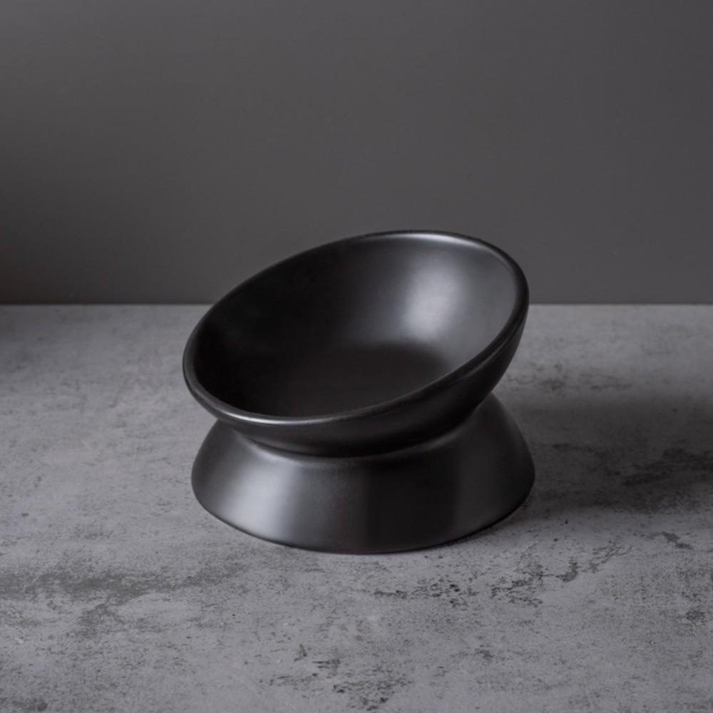 New Ceramic Raised Cat Bowl Elevated Solid Color Pet Water Bowls Tilted Large Diameter Dog Food Bowl Cat Accessories
