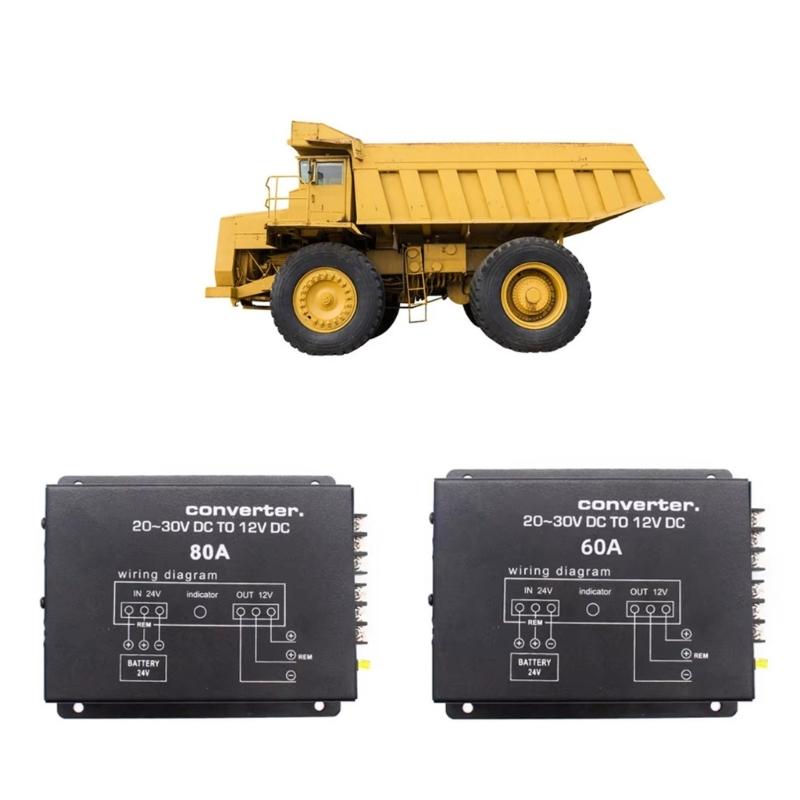 60A/80A/100A Truck Voltage Step Down Converter Power Supply Adapter 24V To 12V With Overload Protection For Radio System