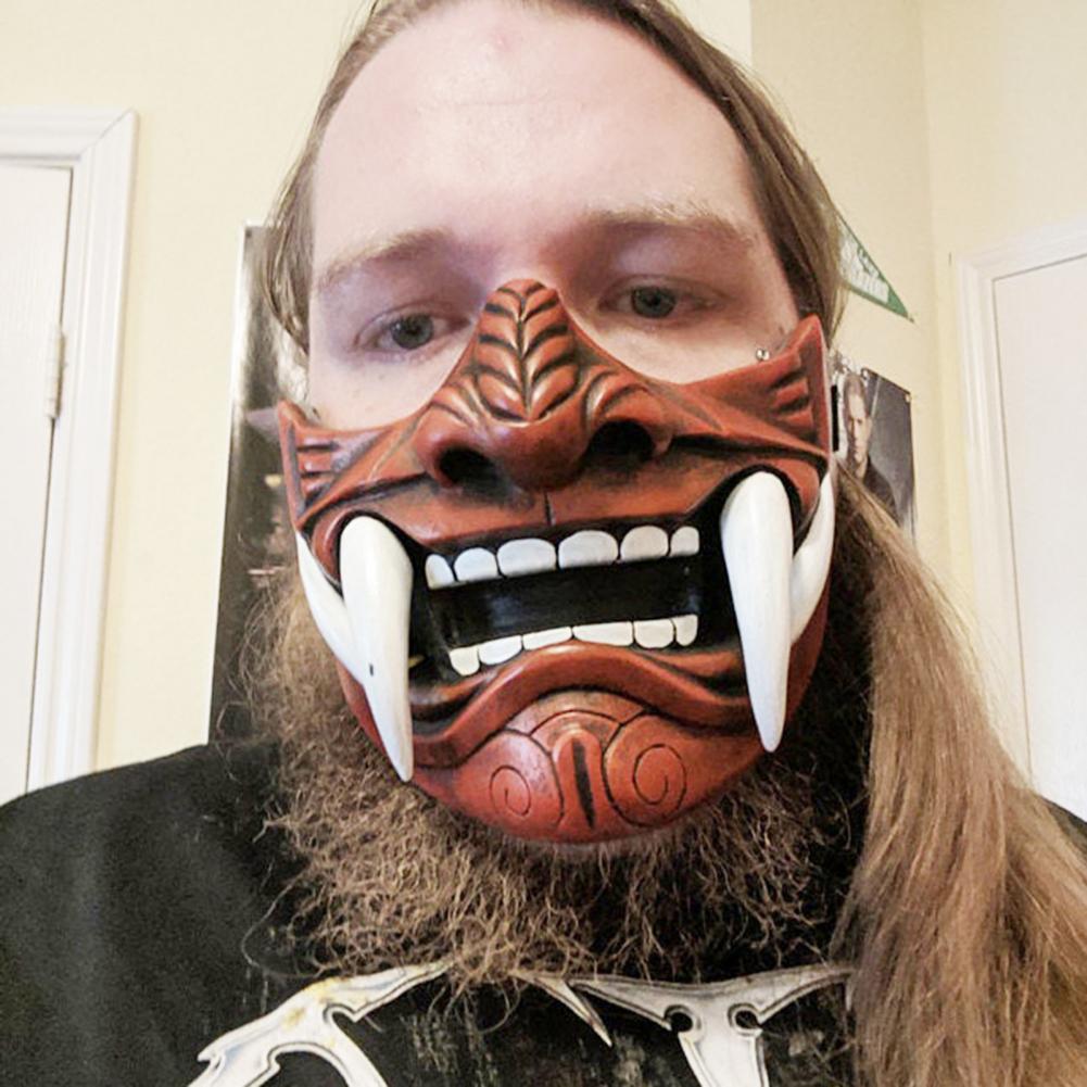 Halloween Cosplay Airsoft Maske Schutzmode Halbgesichtsmaske Prajna Hannya Maske Japanische Samurai Dämon Party Dekor