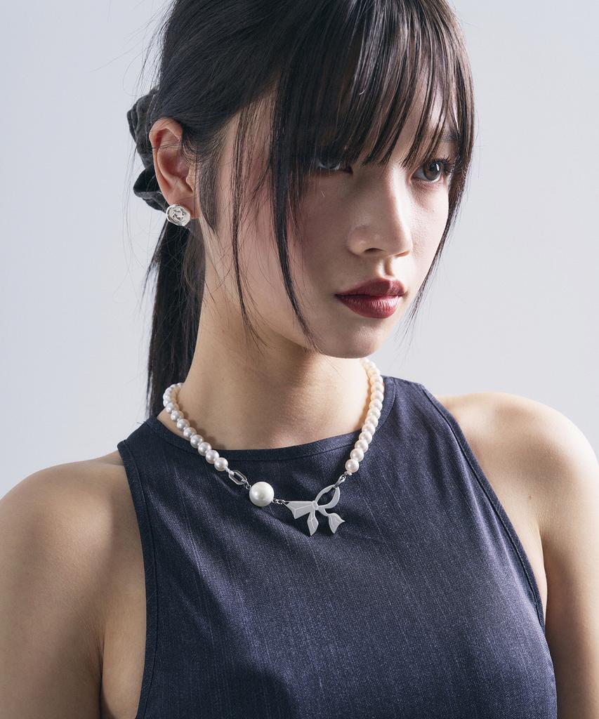 Sentiments No.437 Pearl Ribbon Necklace