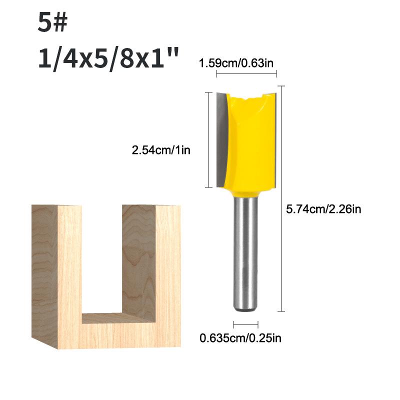 1/4 Shank Straight Bit Tungsten Carbide Single Double Flute Router Bit Wood Milling Cutter For Woodwork