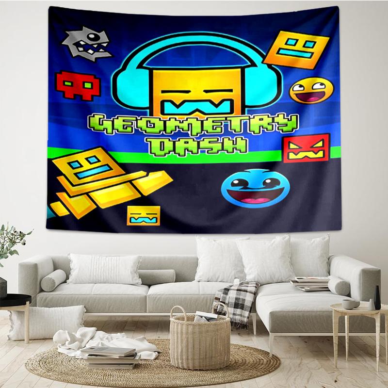 Geometry Dash: Dance To The Beat Tapestry Room Decoration Wall Hanging for Living Room Bedroom, Dormitory, Birthday and Christmas Gifts