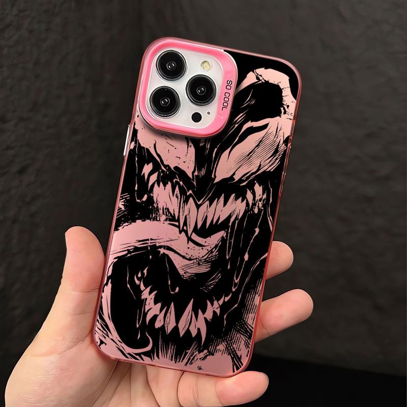 Skvělé barevné stříbrné pouzdro Marvel Venom pro Apple iPhone 15 14 13 11 12 13 Pro Max 14 Plus Funda Luxusní zadní kryt telefonu