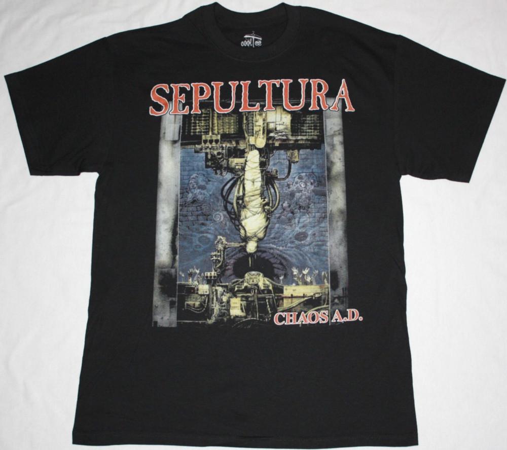 SEPULTURA CHAOS A.D. НОВАЯ ЧЕРНАЯ ФУТБОЛКА Унисекс Футболка L