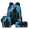 NARUTO Cartoon 3Pcs School Kit Durable Lightweight Backpack Front Pocket Lunch Bag Pencil Pouch For Kids Boys Girls Age 5-10