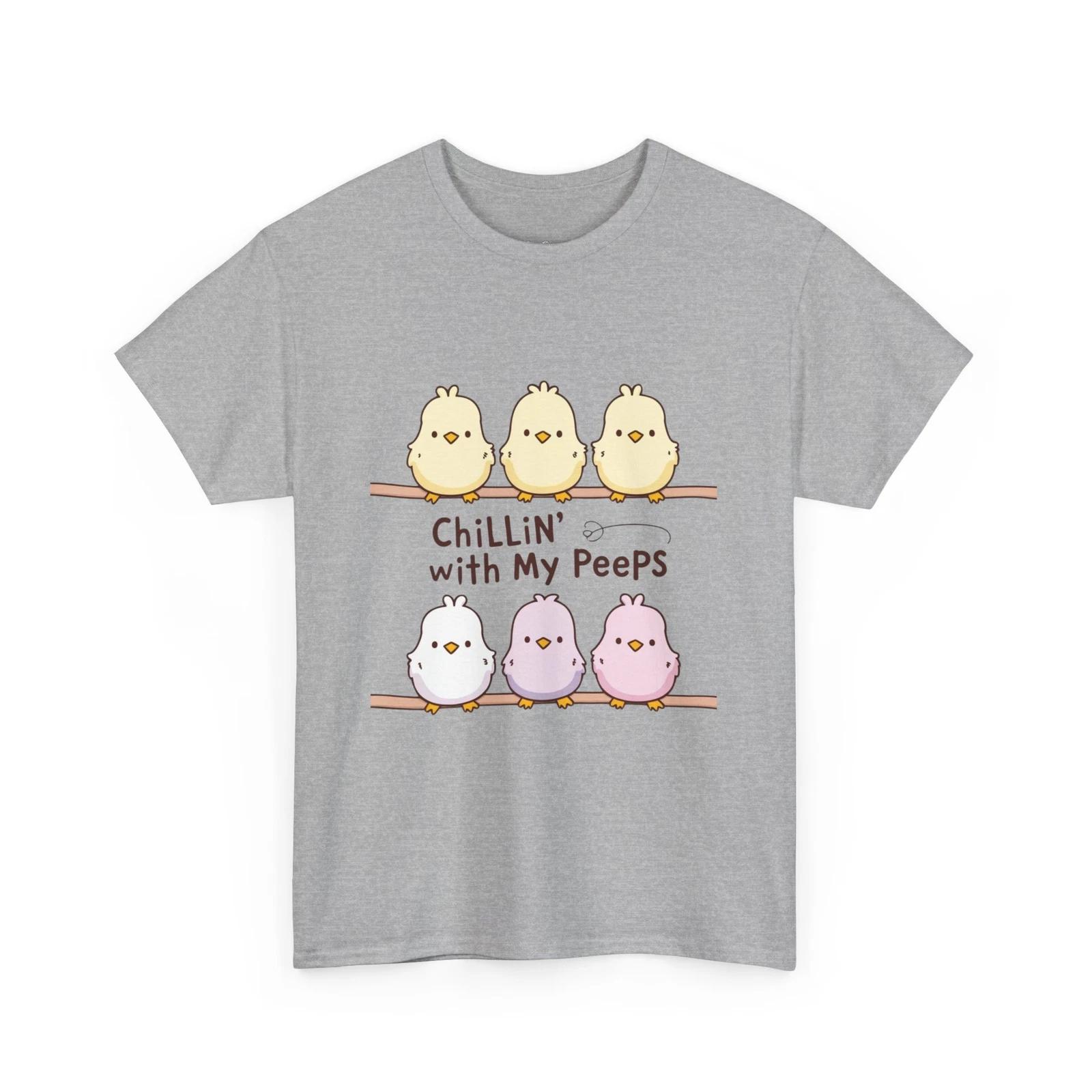 Chillin with My Peeps T-Shirt, Easter Tee, Marshmallow Chick Shirt, Pastel XL