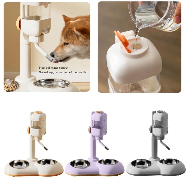 Large Dog Bowl 2 in 1 Pet Feeders Water Feeder Adjustable Height Feeder Waterer Food Container Bowl