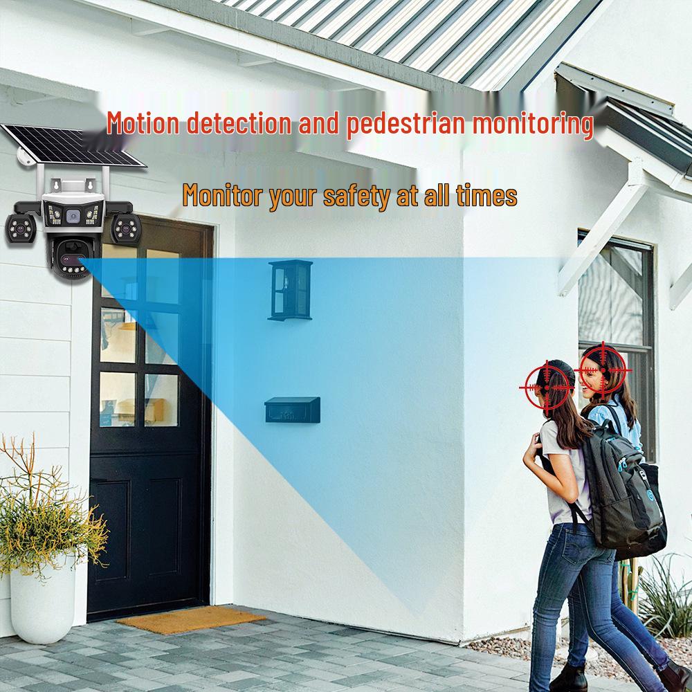 V380 Solar-Powered 4G Outdoor Camera with Night Vision and Waterproof Three-Screen Display