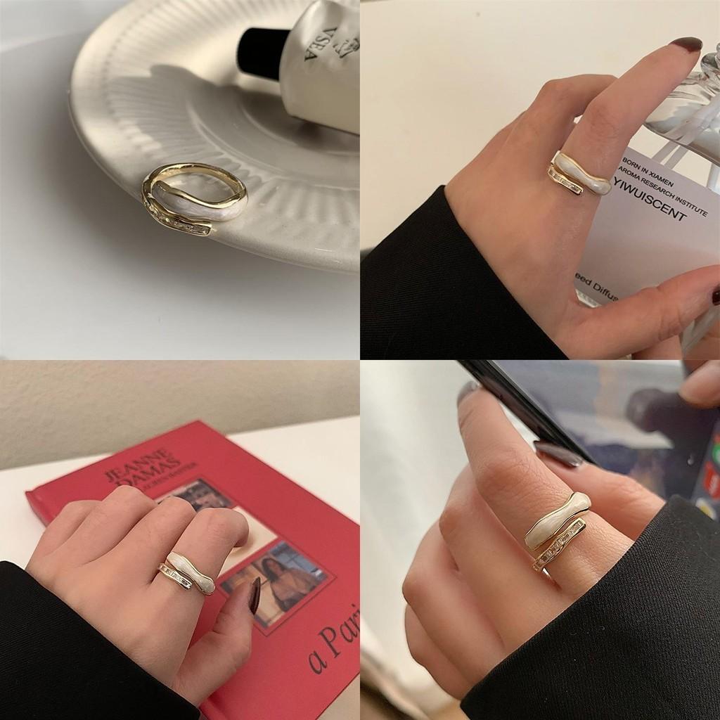 Geometric Vintage Classy Design Double Row Rhinestone Ring For Women Style Adjustable
