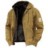 Solid Color Hooded Fleece Casual Men Zipper Pocket Jacket Outerwear