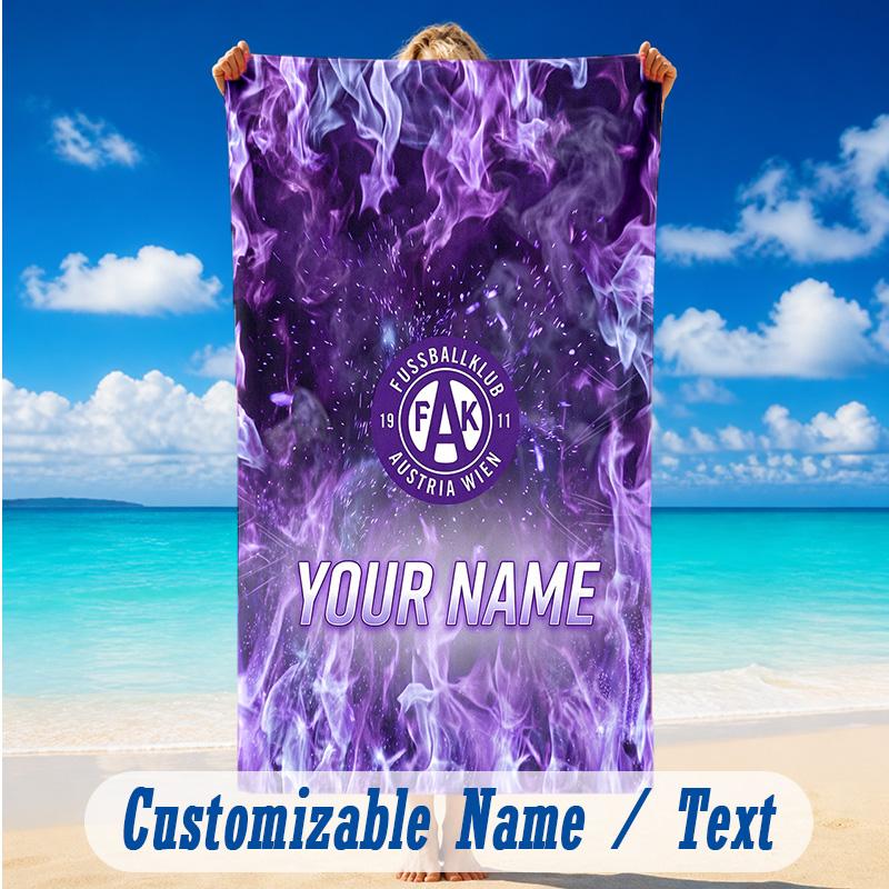 Toalha de Praia Nome Personalizado Texto, Toalha Grande de Secagem Rápida Para Praia Casa Áustria Wien FC