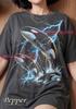 Orca Schwertwal Blitz Ozean Meeresleben Comfort Colors® T-Shirt, Meerestier Liebhaber Wildnis Natur Vintage Bootleg 90er Grafik T-Shirt