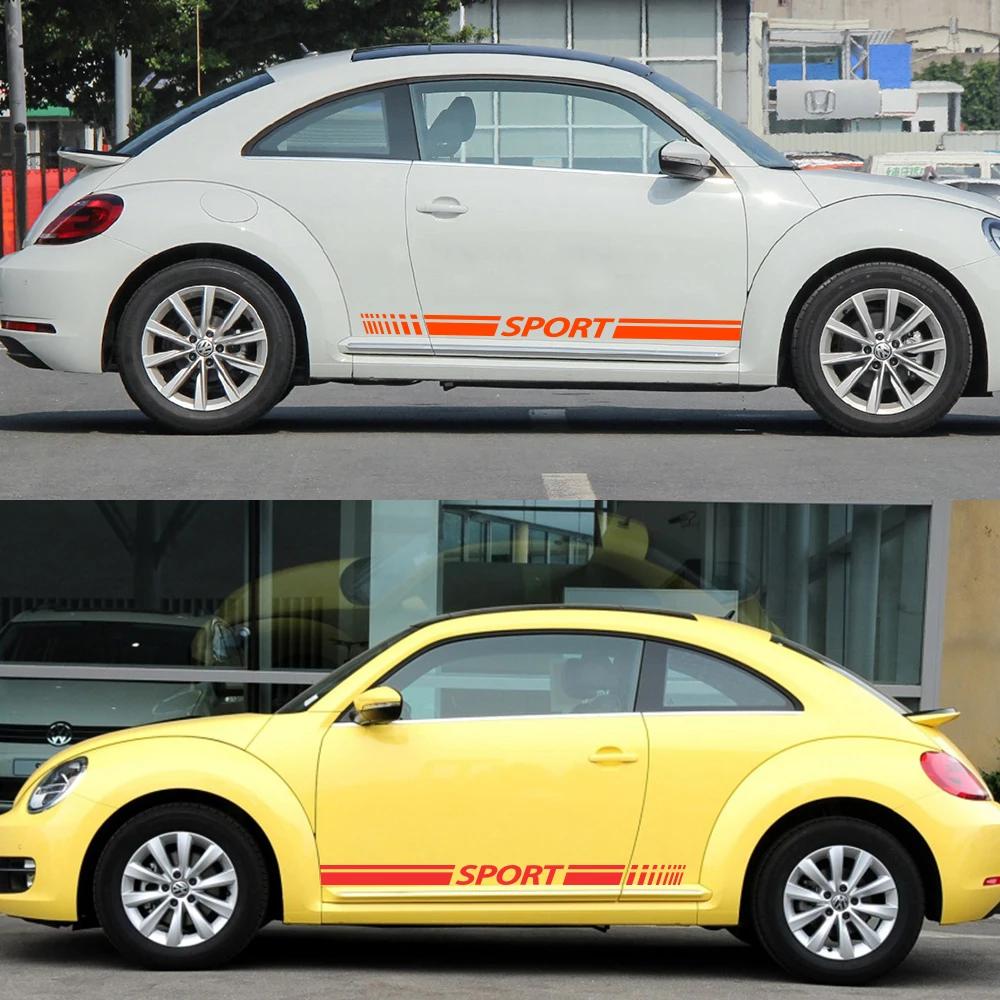 2 stk Bil Side Dør Skørt Klistermærke Sport Striber Vinyl Folie Karosseri Dekoration Decal Gør-Det-Selv Styling Auto Tilbehør Til Volkswagen Vw Beetle
