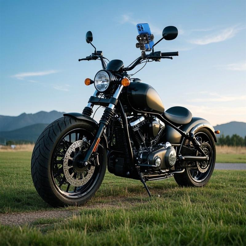 Motorcycle Phone Mount Holder Motorcycle Cellphone Mount, Bike Phone Handlebar Clamp with Anti Theft Lock