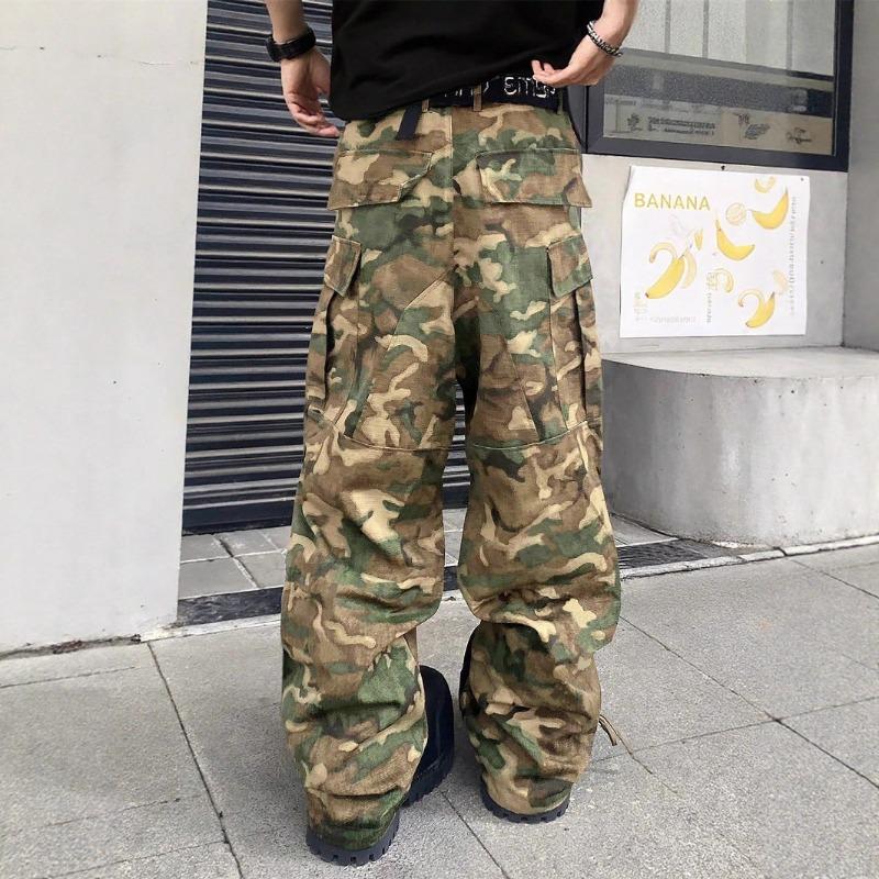 Men's Overalls Street Style Camouflage Outdoor Activities Straight Casual Pants