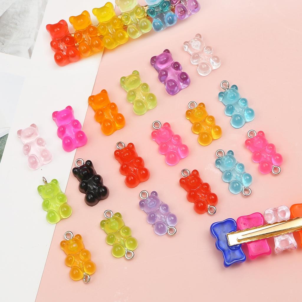 10/50 Stück Bunte Gummibärchen Anhänger Charms für Halskette Armband DIY Ohrringe Schmuck Bären Valentinstagsgeschenk 2,1*1,1cm