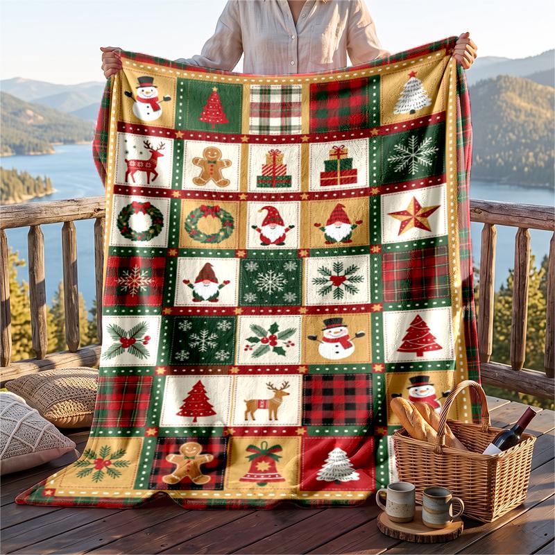 Christmas Flannel Throw Blanket Soft Warm Cozy For Sofa Bed Indoor Home Use Great Holiday Gift