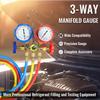 Refrigerant Manifold Gauge Set with Hose Hook for R410A R22 R404A R134A Charging - Professional AC Diagnostic Tool with Hoses