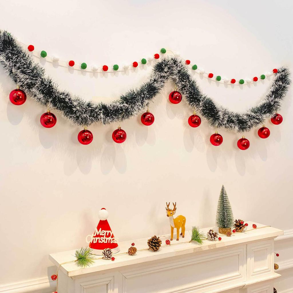 Christmas Tinsel Garland for Tree Ornaments and Wall Decor