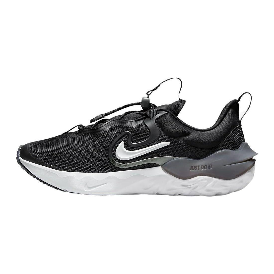 (GS) Nike Run Flow Running Shoes Black Iron Grey White Kids DR0472-001 EU 38