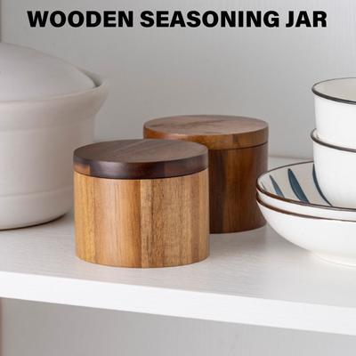 Elegante Contenedor de Cocina con Sello Seguro Duradero Salero de Madera con Tapa Segura Contenedor de Especias para la Conservación del Sabor