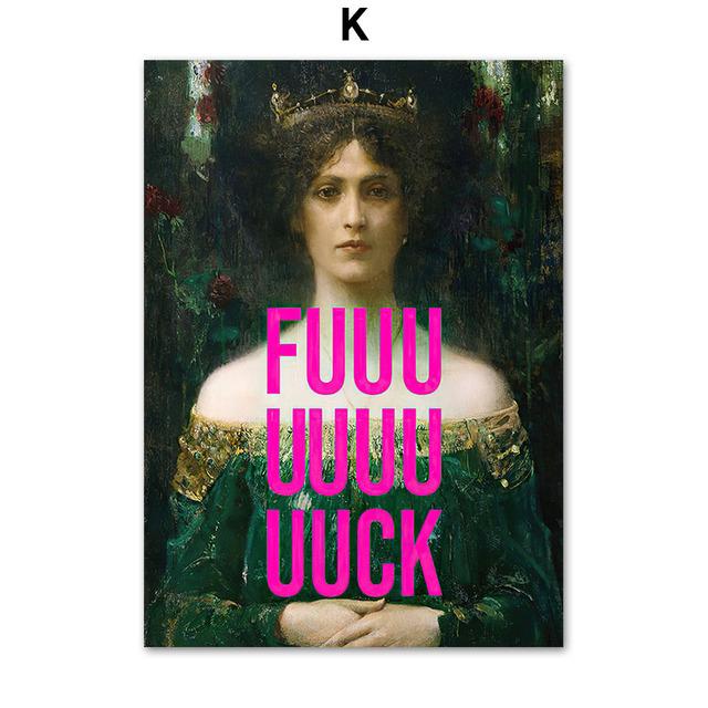 Vintage Flower Noble Girl Portrait Abstract Feminist Art Canvas Painting Posters And Prints Wall Pictures For Living Room Decor No Frame