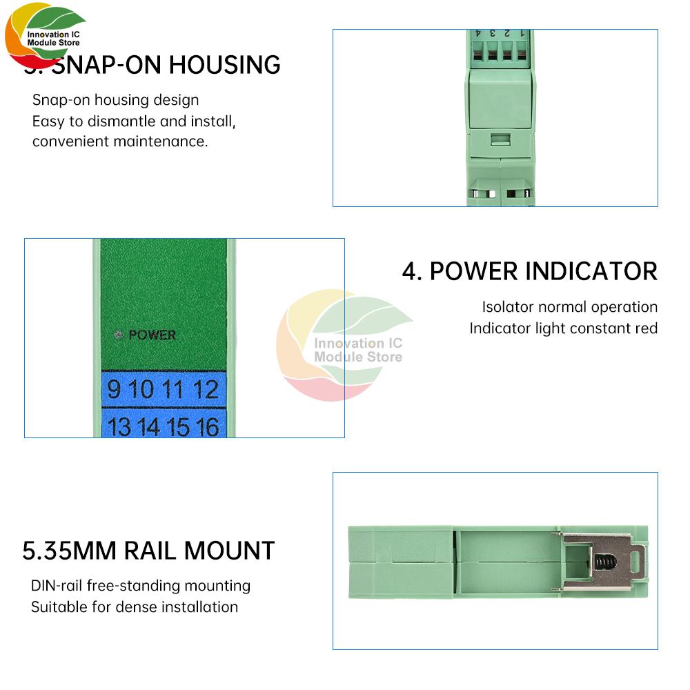 DC 24V Signal Isolator 1 In 1 Out/1 In 2 Out/2 In 2 Out Isolator Distribution Signal Separator Barrier Distribution Module