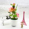 Artificial Elegant Flower Rose Potted Plant Bonsai For Home Celebration Gift And