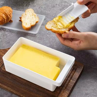 Butter Keeper with Measuring Cutter - Cheese Storage Container for Refrigerator, Airtight Food Saver Box
