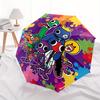 Cartoon Characters,Splash Art Automatic Folding Umbrella  Simple 8 Rib Design, Bright Cartoon Pattern, Durable Iron Frame, Suitable For Trav